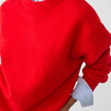 Gizella™ - Klasszikus piros pulóver