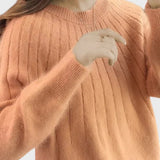 Hella™ - Kerek nyakú pulóver bolyhos gallérral