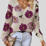 Hedda™ - Elegáns pulóver virágmintával.