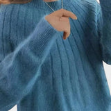 Hella™ - Kerek nyakú pulóver bolyhos gallérral