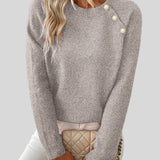 Fédra™ - Elegáns kötött pulóver gyöngyös részletekkel