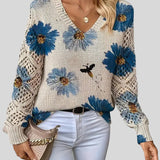 Hedda™ - Elegáns pulóver virágmintával.