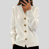 Berta™ - Szív alakú gombokkal díszített kardigán