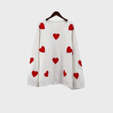 Hédi™ - Hímzett Szívecskék Kötött Pulóver