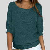 Ibolya™ - Lezser pulóver kerek nyakkal és háromnegyedes ujjakkal. 