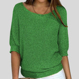 Ibolya™ - Lezser pulóver kerek nyakkal és háromnegyedes ujjakkal. 