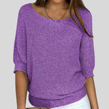 Ibolya™ - Lezser pulóver kerek nyakkal és háromnegyedes ujjakkal. 