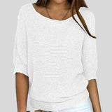 Ibolya™ - Lezser pulóver kerek nyakkal és háromnegyedes ujjakkal. 