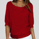 Ibolya™ - Lezser pulóver kerek nyakkal és háromnegyedes ujjakkal. 