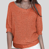 Ibolya™ - Lezser pulóver kerek nyakkal és háromnegyedes ujjakkal. 