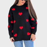 Hédi™ - Hímzett Szívecskék Kötött Pulóver